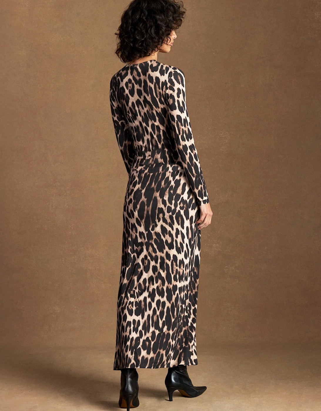 Brown Leopard Print Waist Detail Dress