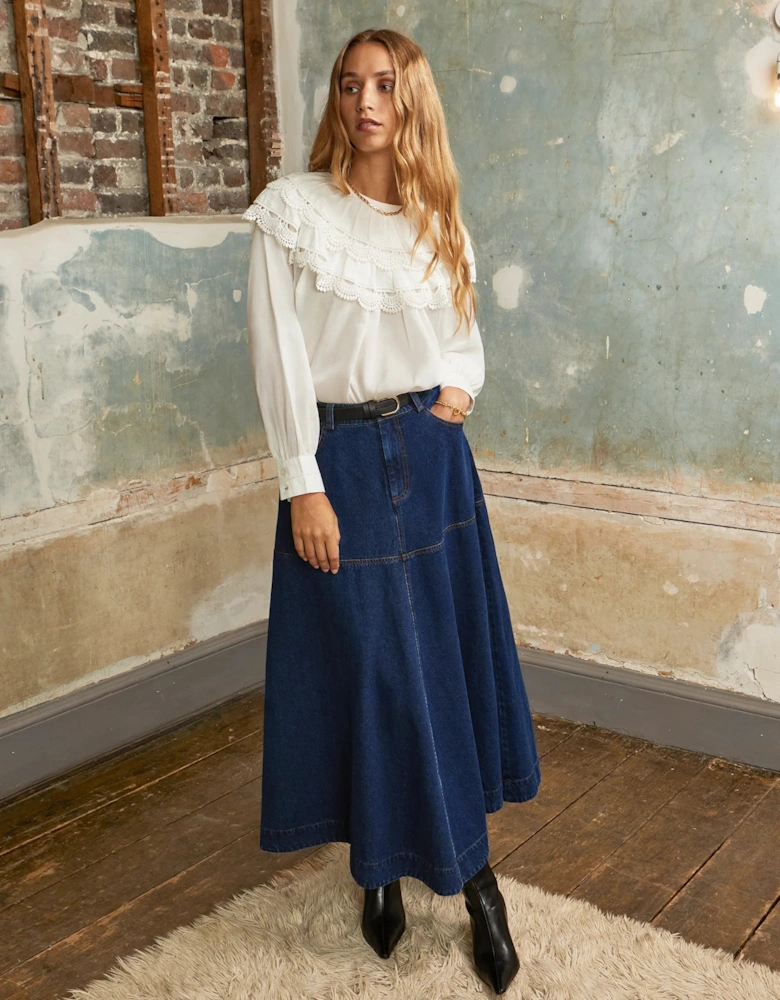 Ivory Crochet Double Frill Blouse