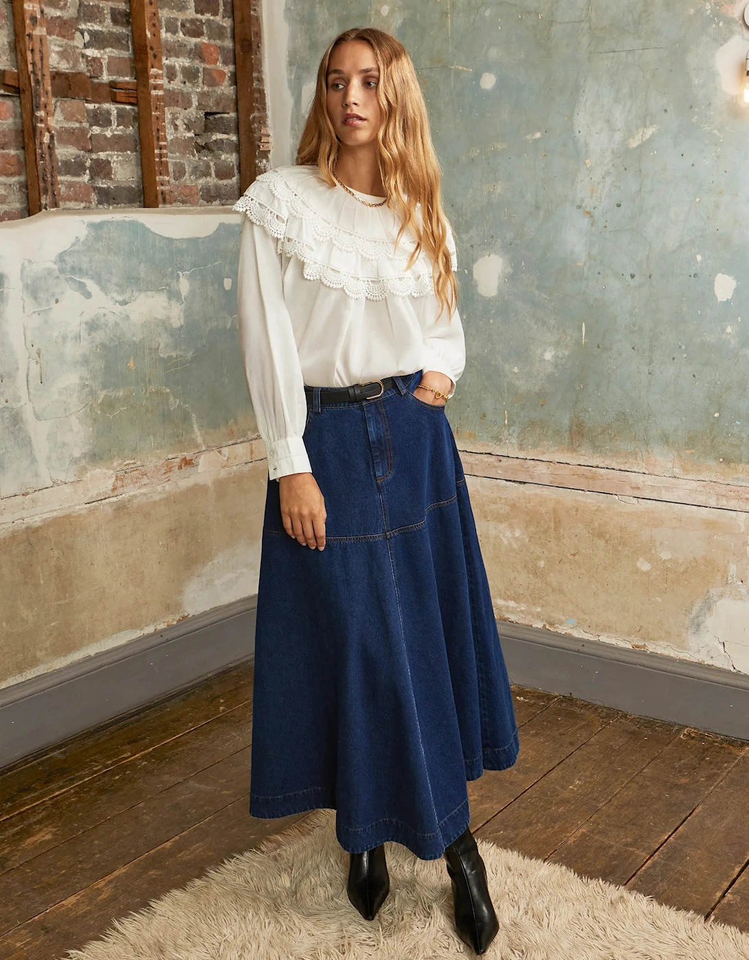 Ivory Crochet Double Frill Blouse