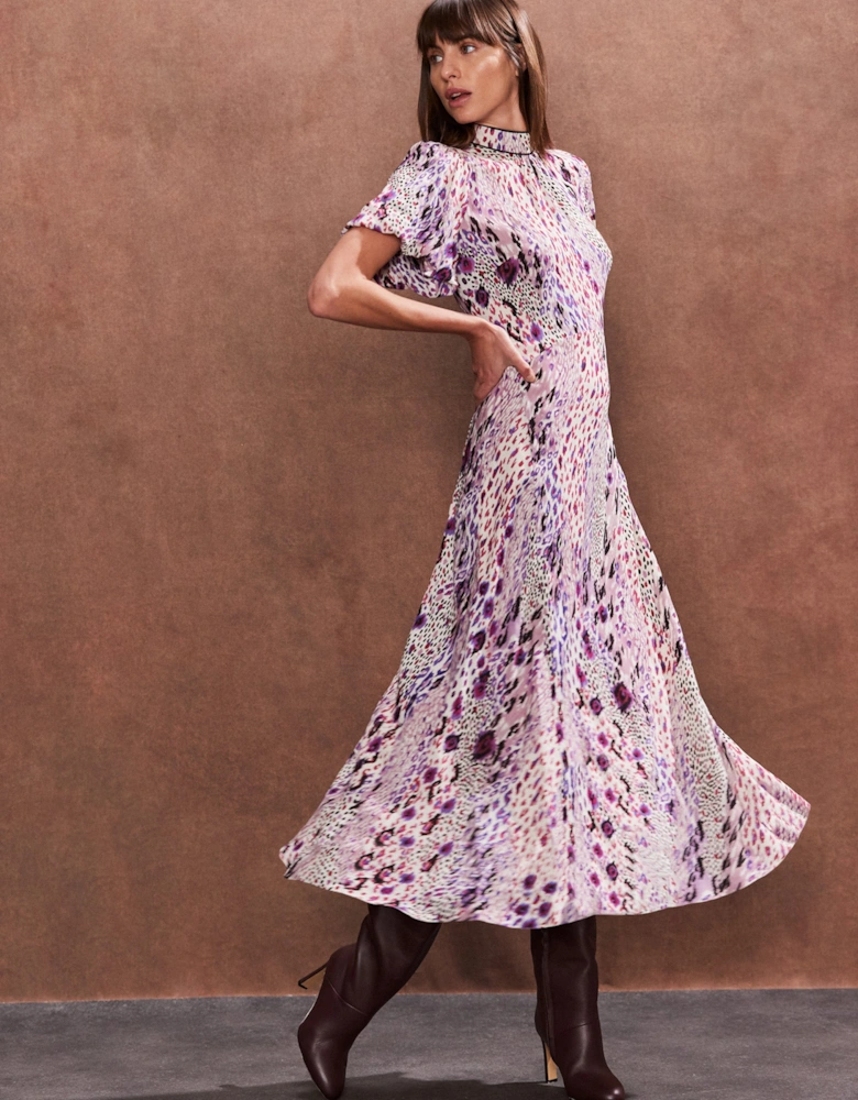 Petite Elodie Pink Animal High Neck Dress