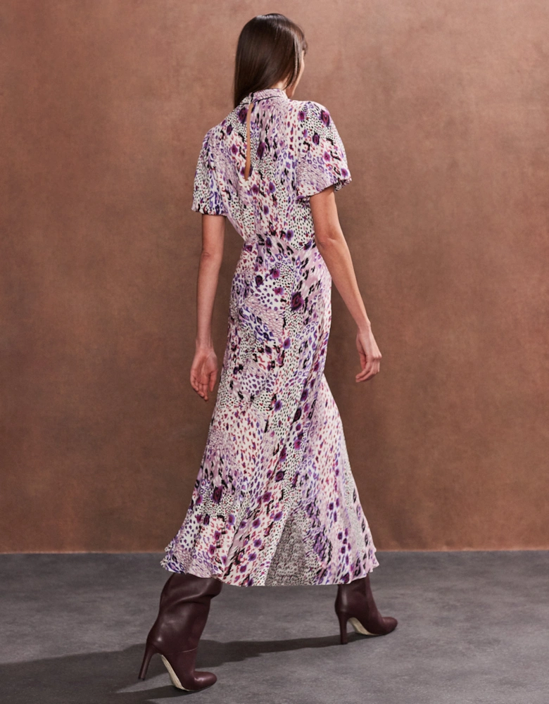 Petite Elodie Pink Animal High Neck Dress