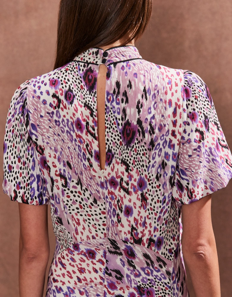 Petite Elodie Pink Animal High Neck Dress