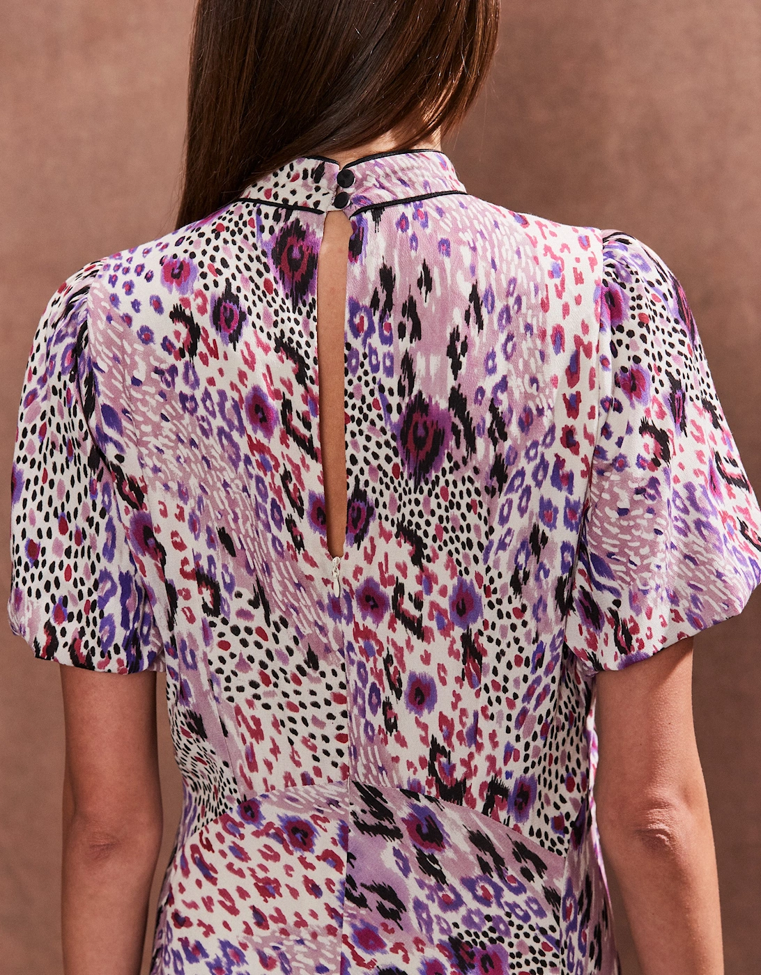 Petite Elodie Pink Animal High Neck Dress