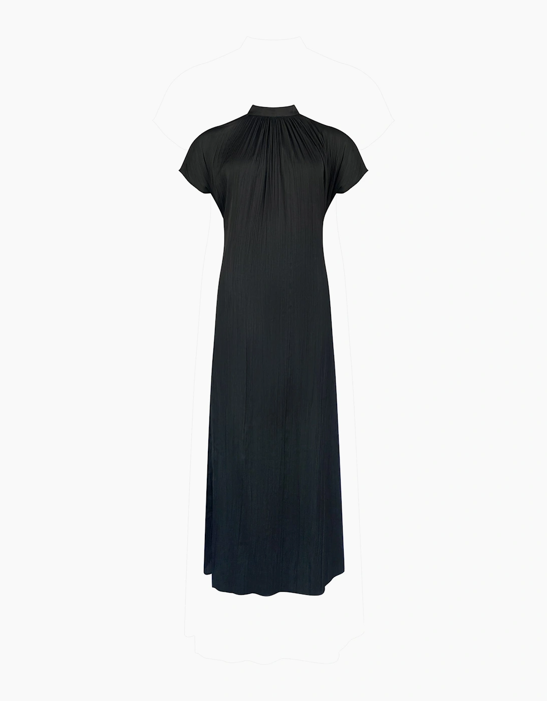 Black High Neck Plisse Dress