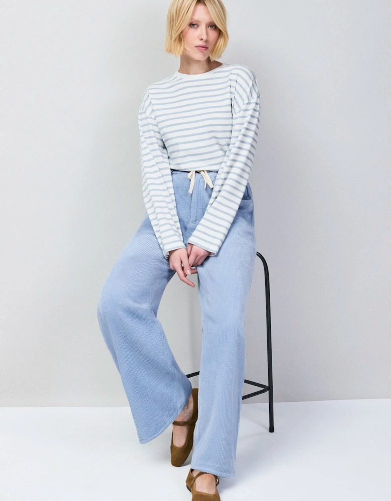 Petite Light Blue Cord Drawstring Waist Trousers