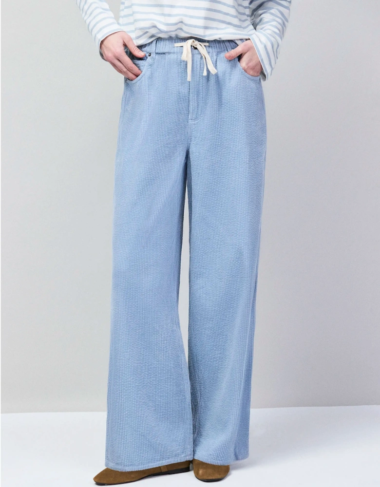 Petite Light Blue Cord Drawstring Waist Trousers