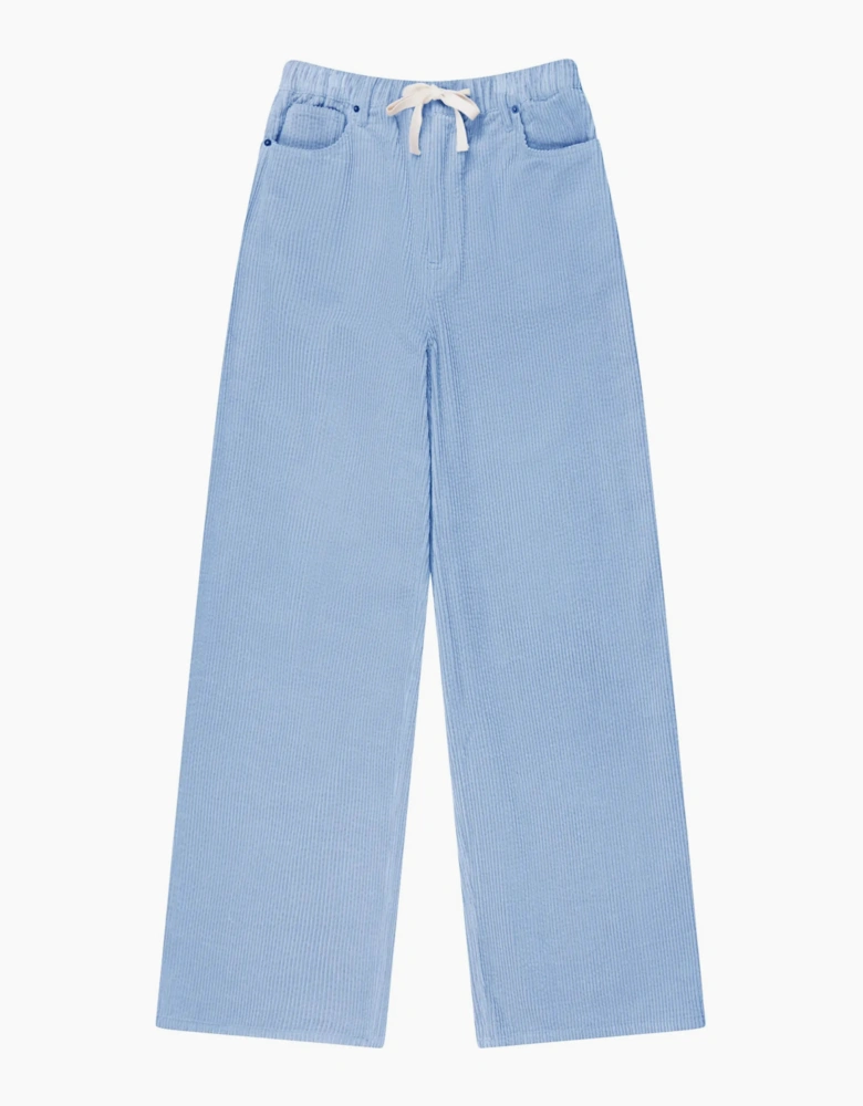 Petite Light Blue Cord Drawstring Waist Trousers