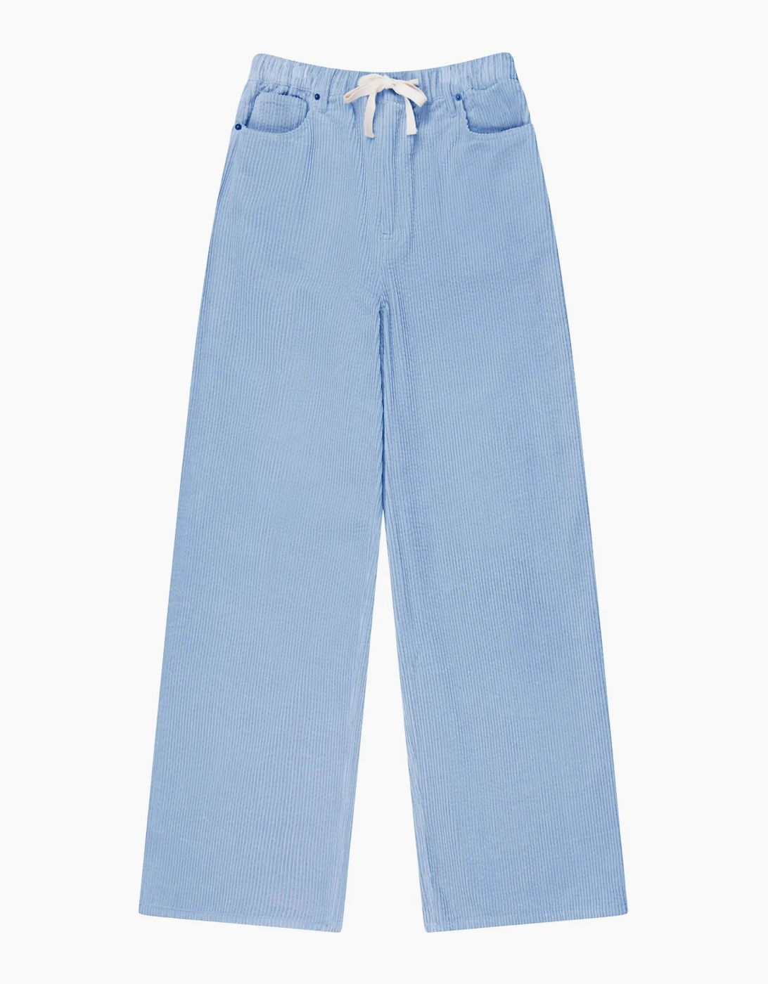 Petite Light Blue Cord Drawstring Waist Trousers, 7 of 6