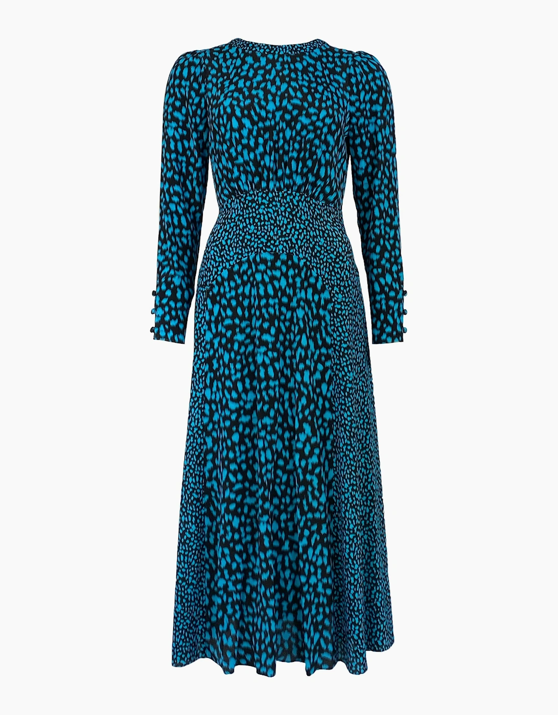 Blue Dash Print Detail Dress