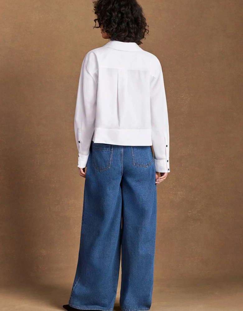 White Cotton Poplin Cropped Shirt