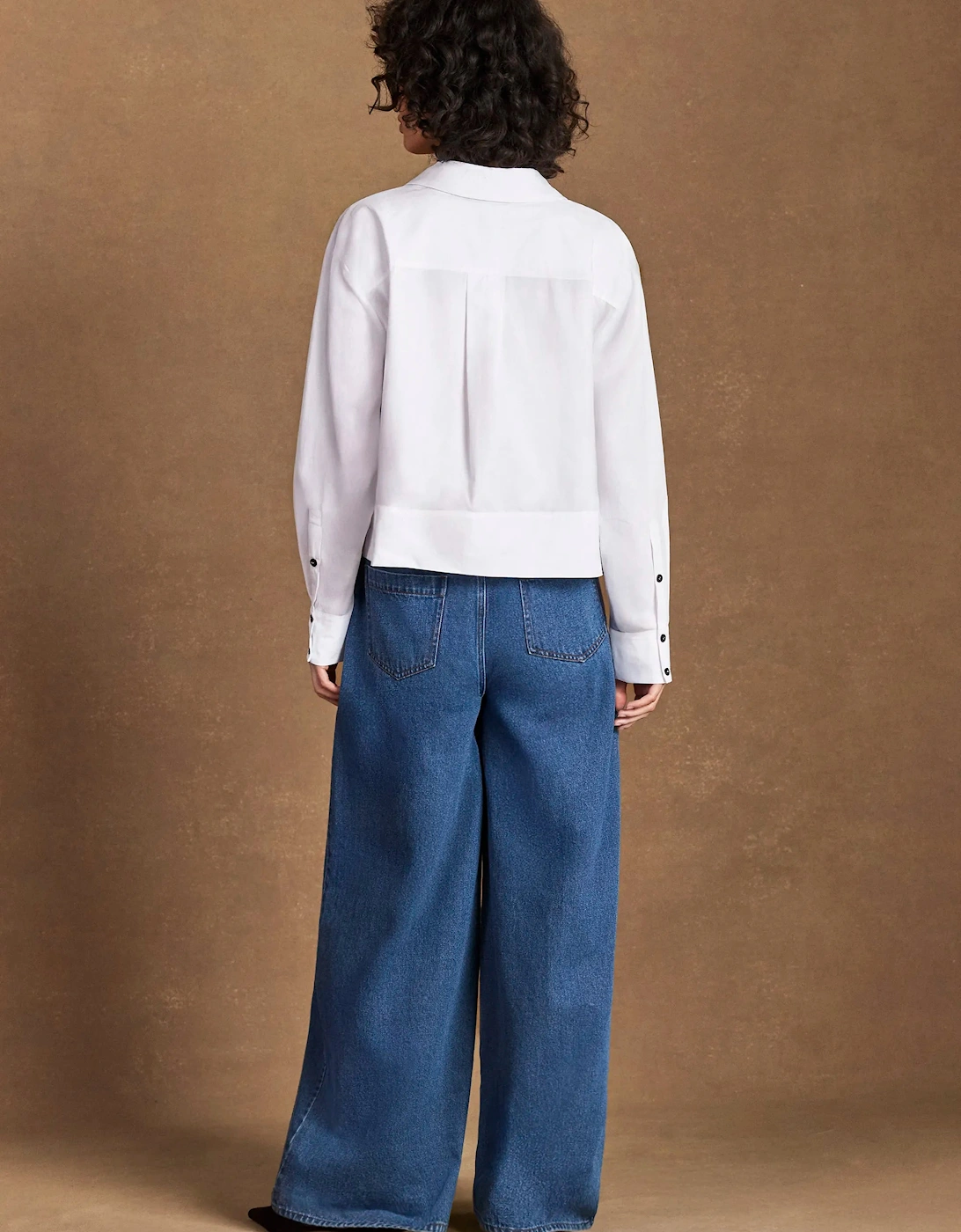 White Cotton Poplin Cropped Shirt