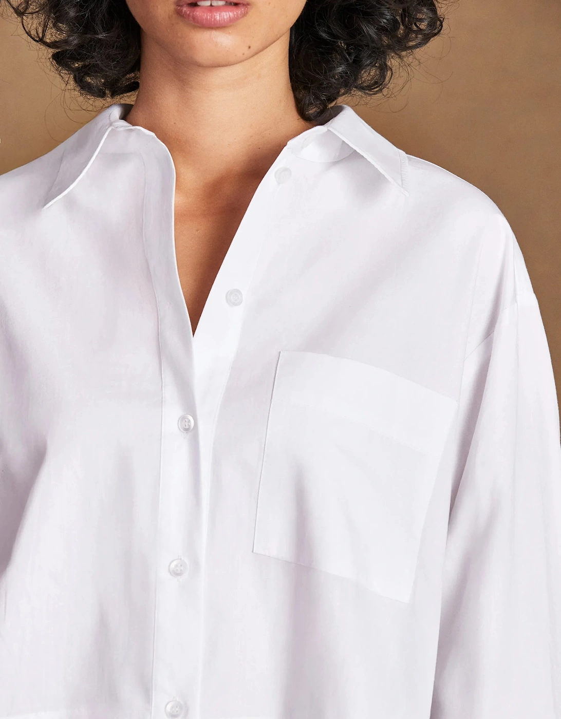 White Cotton Poplin Cropped Shirt