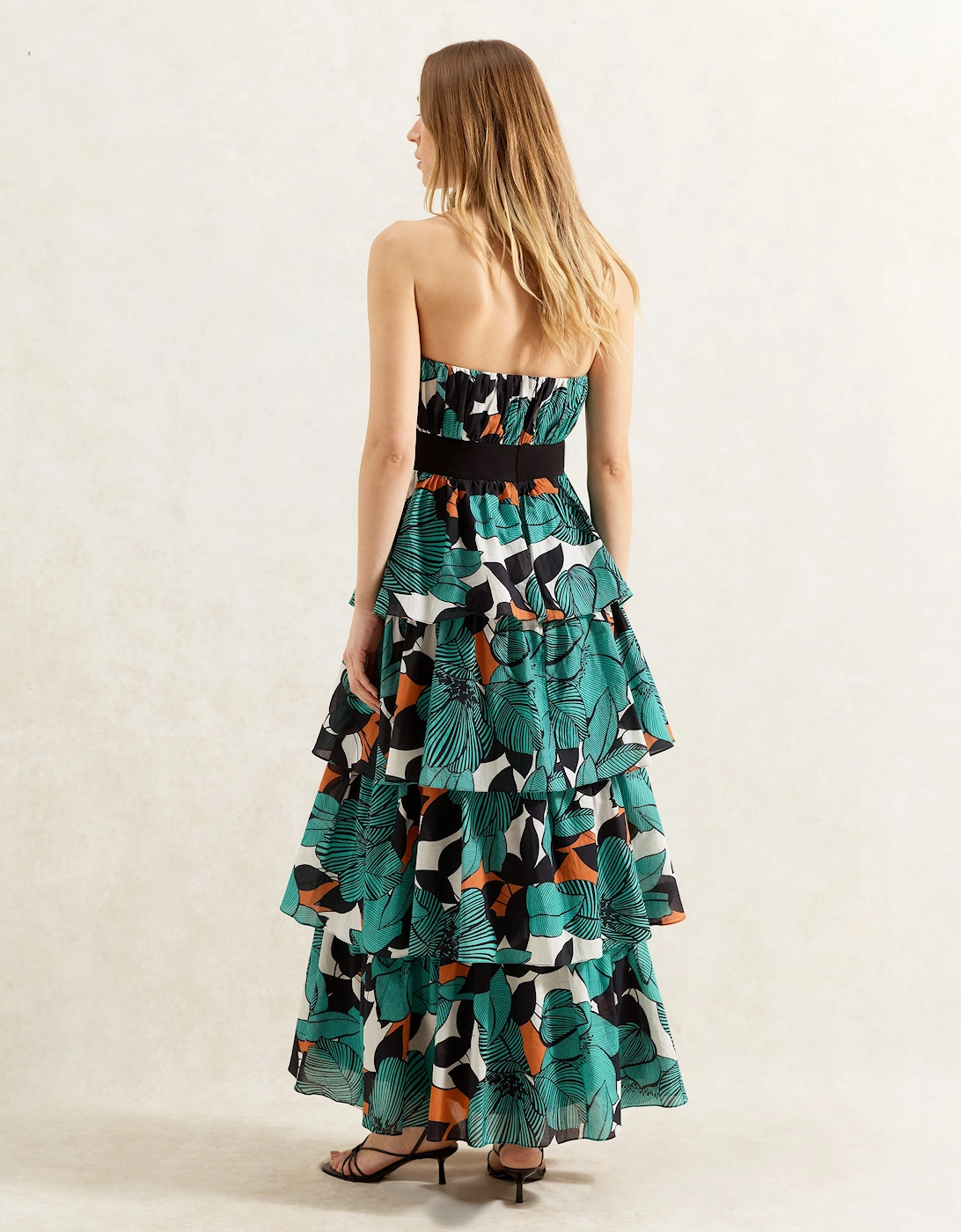 Claudia Leaf Print Tiered Dress