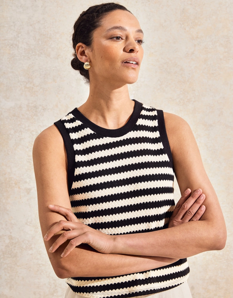 Mono Chevron-Stripe Knitted Tank