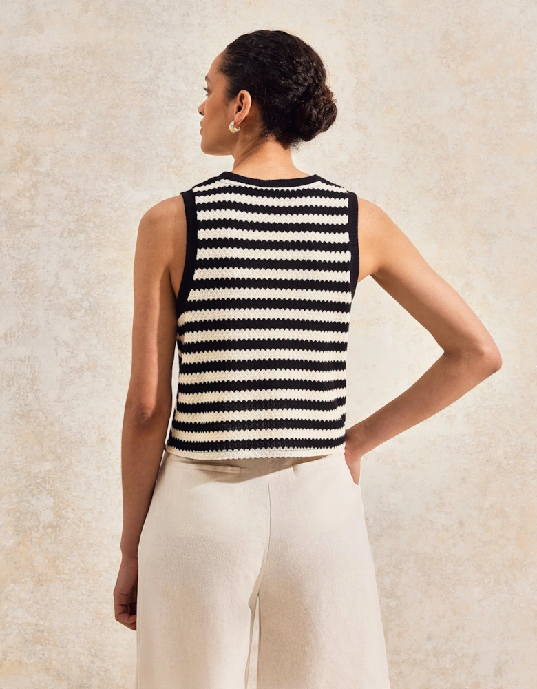 Mono Chevron-Stripe Knitted Tank