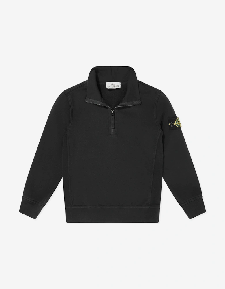 Boys Half Zip Sweatshirt in Black