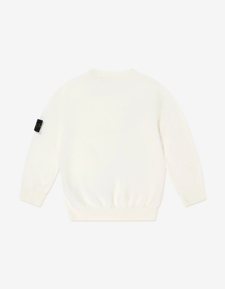Boys Cotton Logo Sweatshirt in White