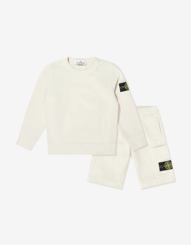 Boys Compass Logo Short Set in Ivory