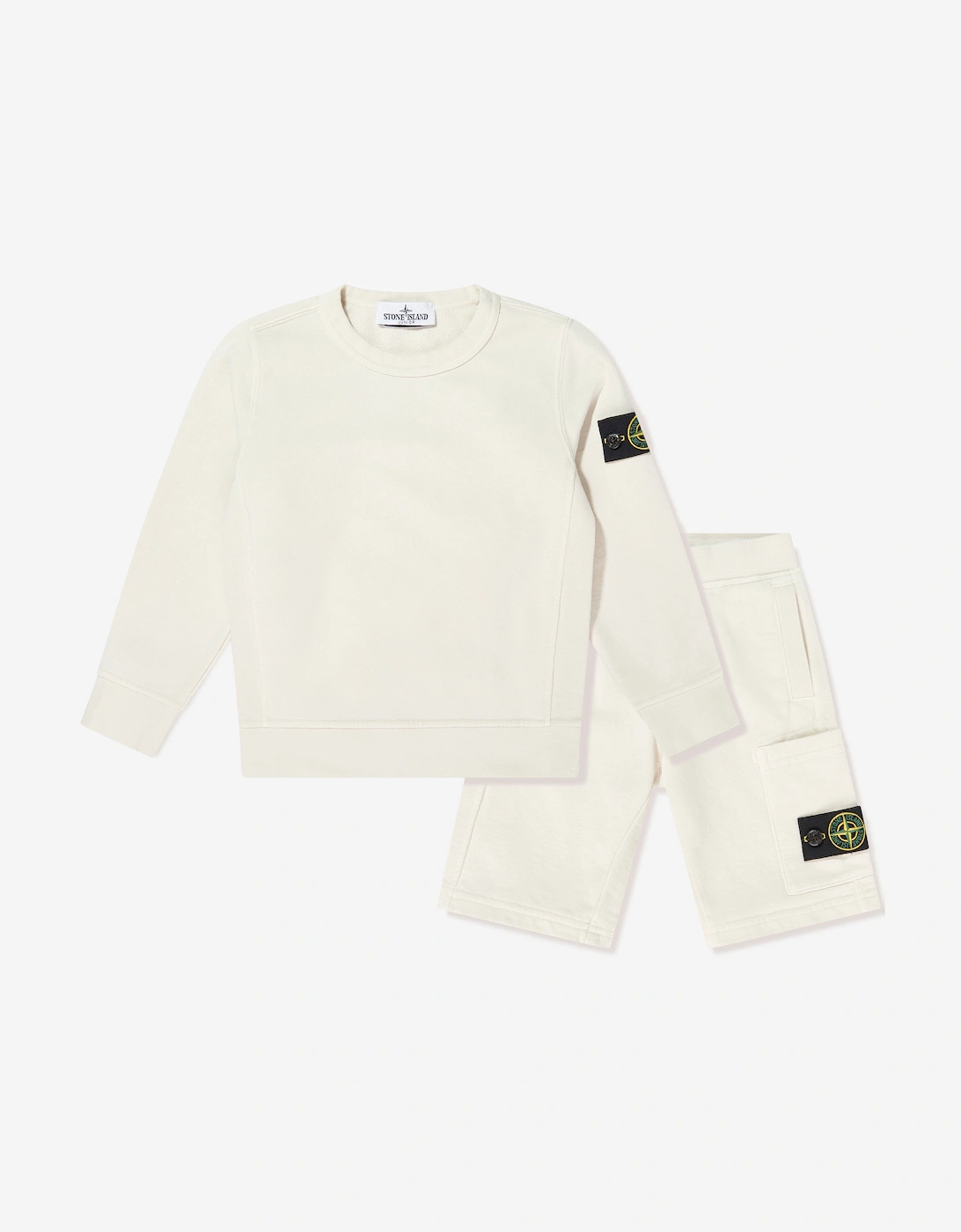 Boys Compass Logo Short Set in Ivory, 6 of 5