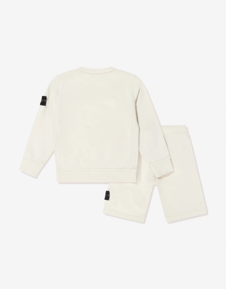 Boys Compass Logo Short Set in Ivory