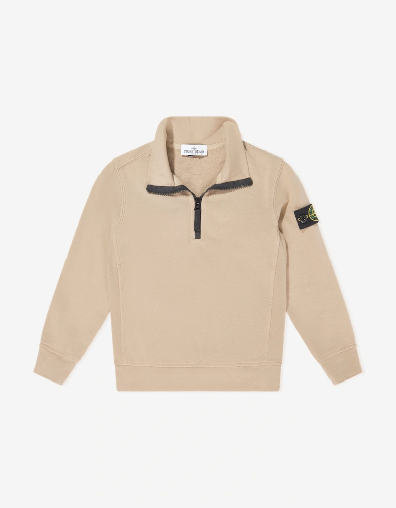 Boys Half Zip Sweatshirt in Beige