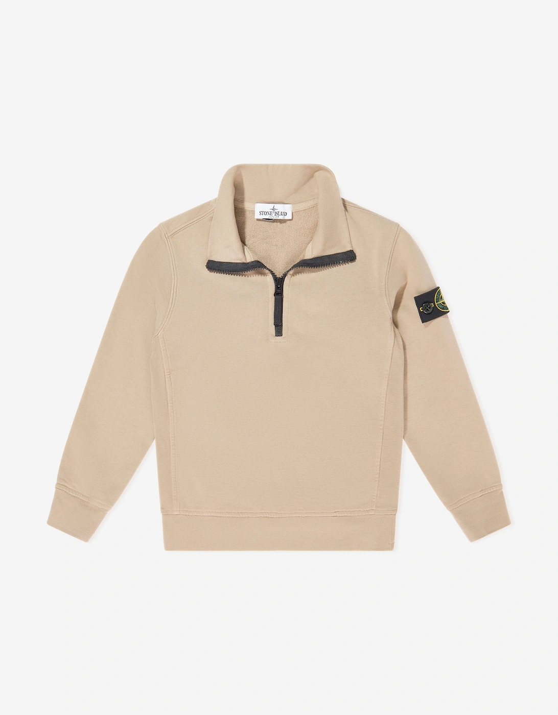 Stone Island Boys Cream 'S Half Zip Sweatshirt In Beige - Size: 12 Years Kids