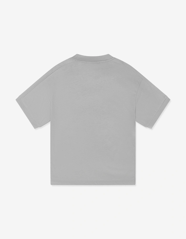 Emporio Armani Boys Train Logo Tape T-Shirt in Grey