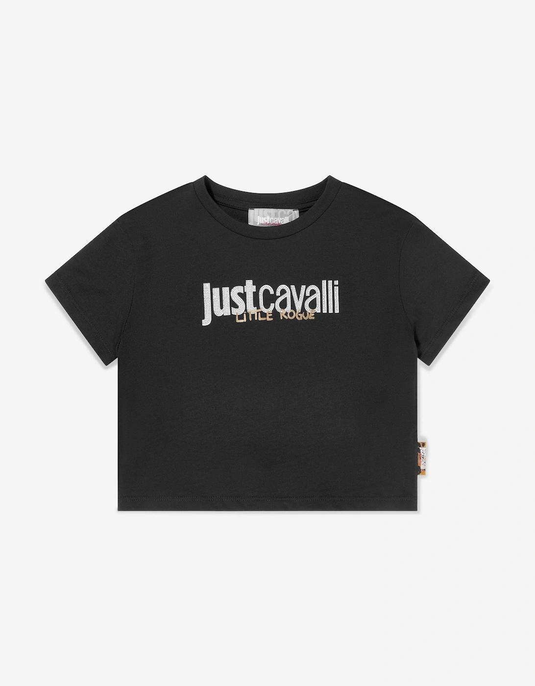 Just Cavalli Girls Black 'S Mairag Logo T-Shirt In - Size: 12 Years Kids