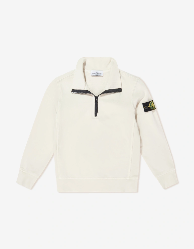 Boys Half Zip Sweatshirt in Ivory