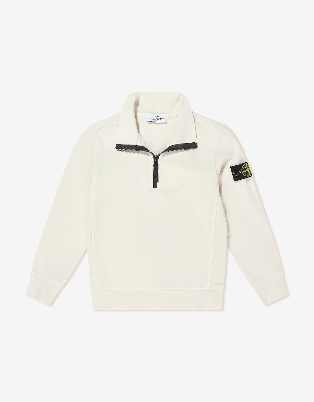 Stone Island Boys Cream 'S Half Zip Sweatshirt In Ivory - Size: 12 Years Kids