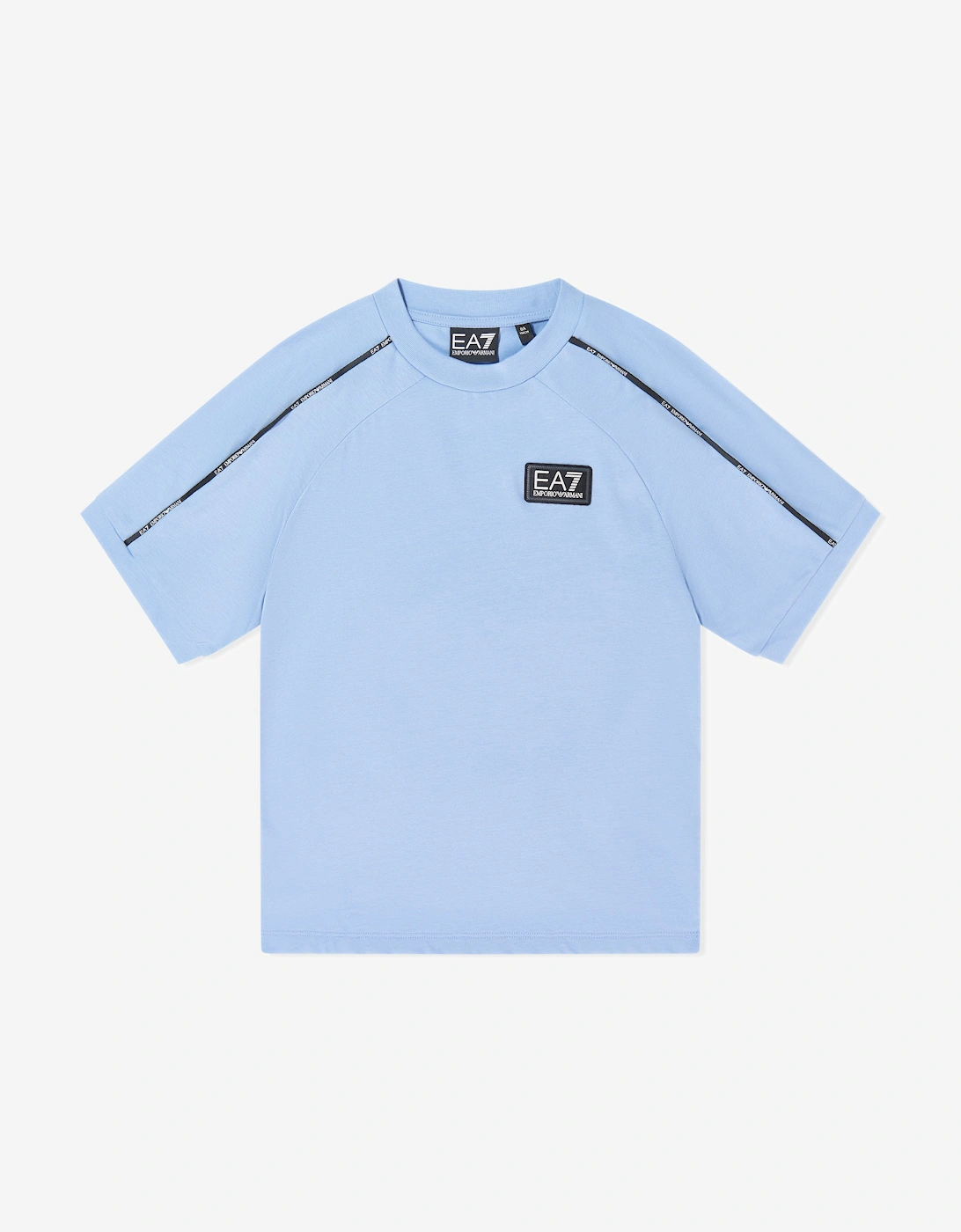 Emporio Armani Boys Train Logo Tape T-Shirt in Blue, 5 of 4