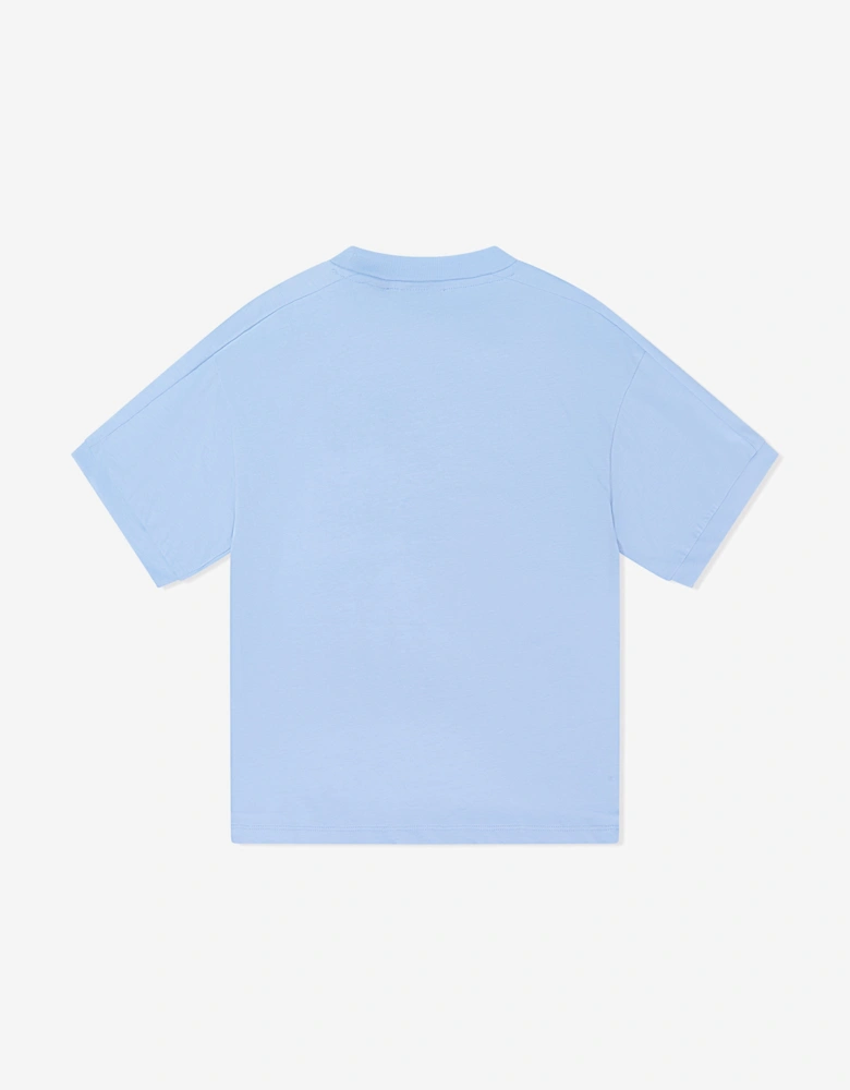 Emporio Armani Boys Train Logo Tape T-Shirt in Blue