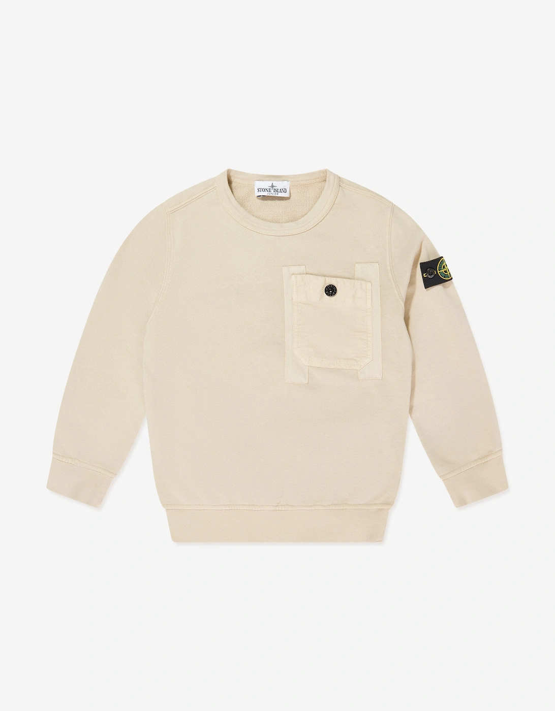 Boys Cotton Fleece Pocket Sweatshirt in Beige, 5 of 4