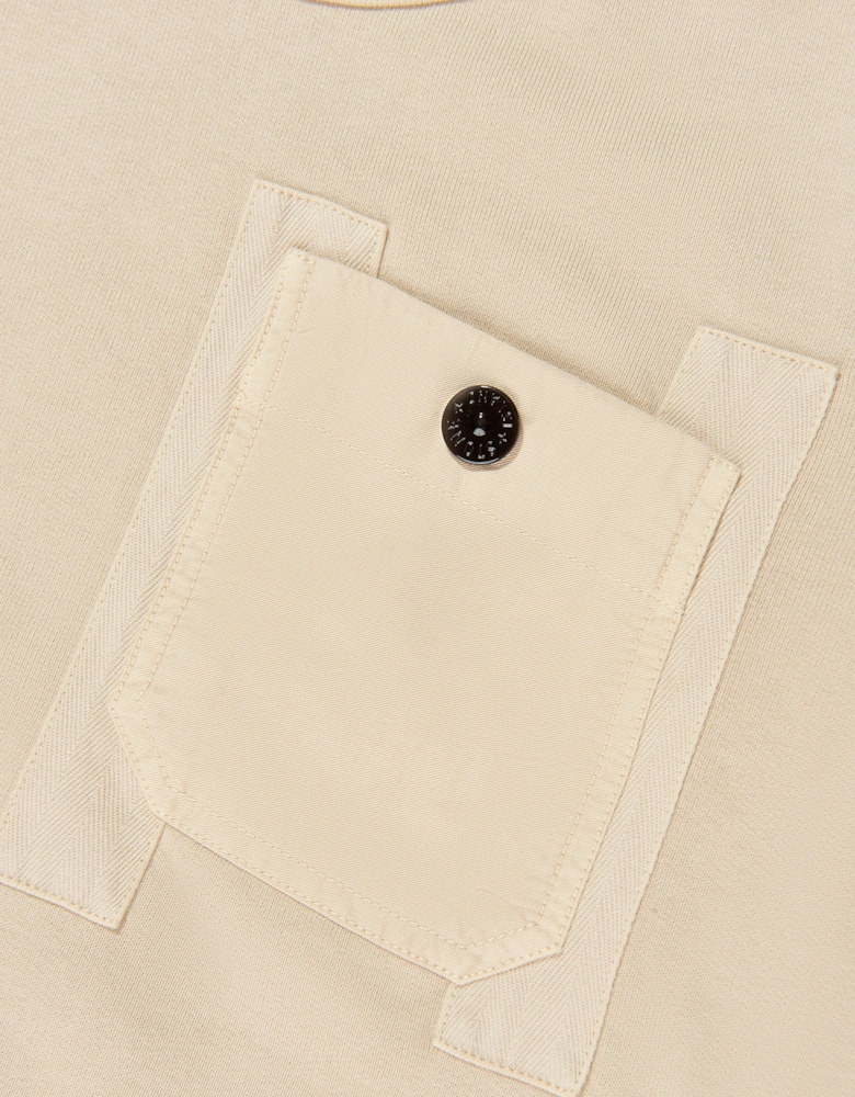 Boys Cotton Fleece Pocket Sweatshirt in Beige