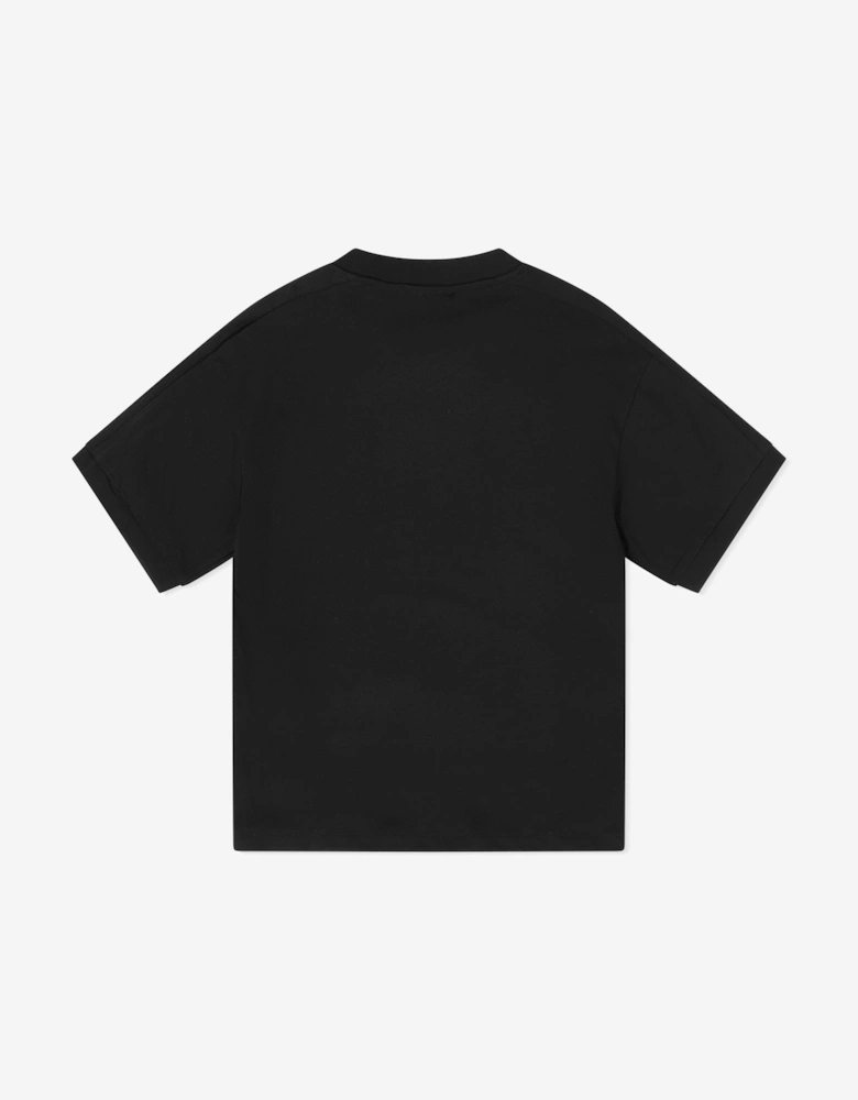 Emporio Armani Boys Train Logo Tape T-Shirt in Black