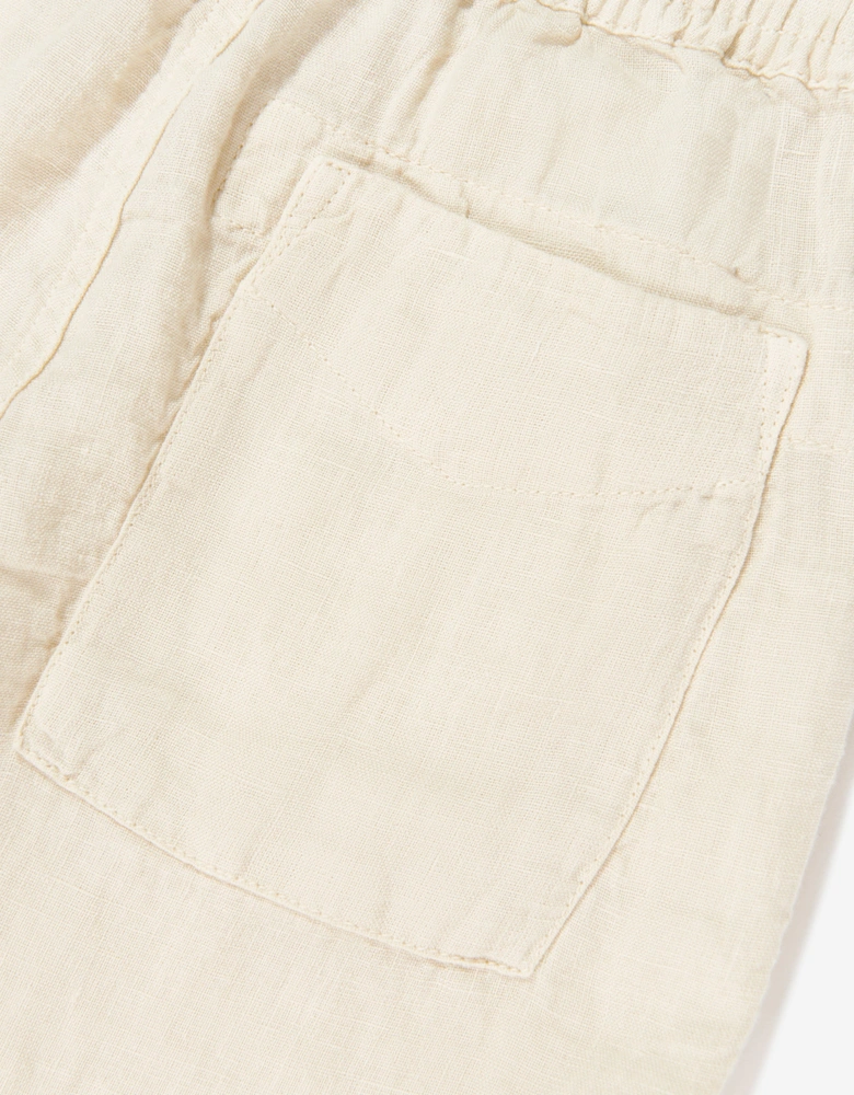 Boys Linen Logo Pocket Shorts in Ivory