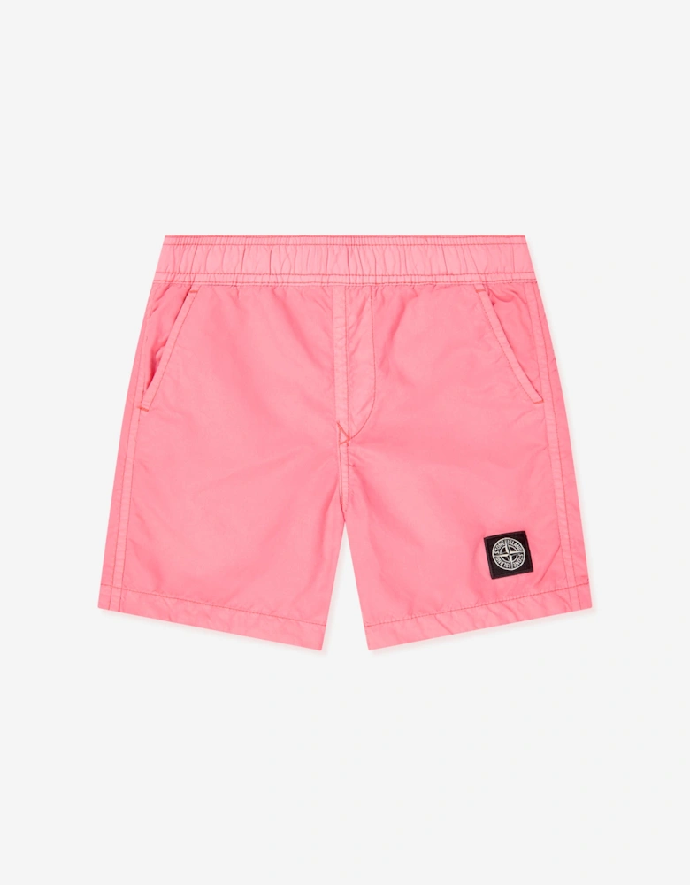 Boys Compass Logo Swim Shorts in Pink