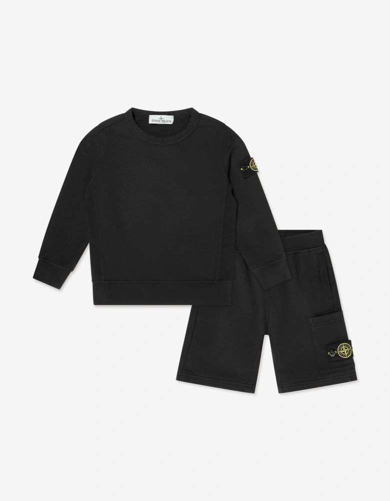 Boys Compass Logo Short Set in Black