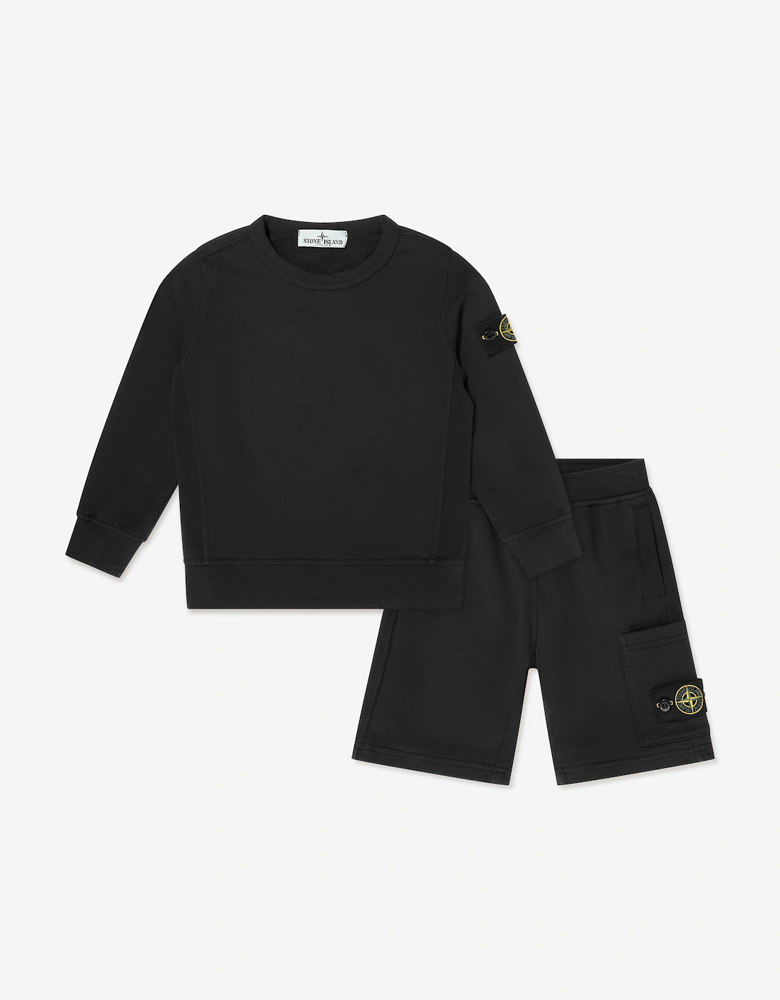 Stone Island Boys Compass Logo Short Set In Black - Size, 2 Years