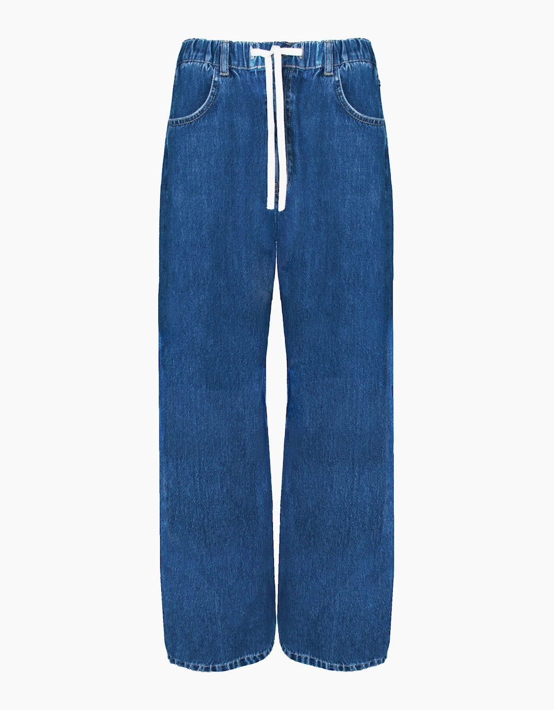 Blue Drawstring-Waist Jeans