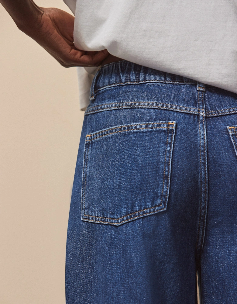 Blue Drawstring-Waist Jeans