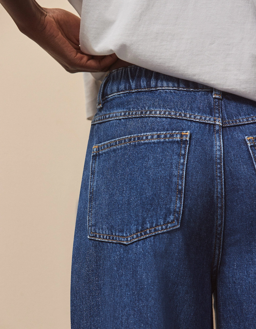 Blue Drawstring-Waist Jeans
