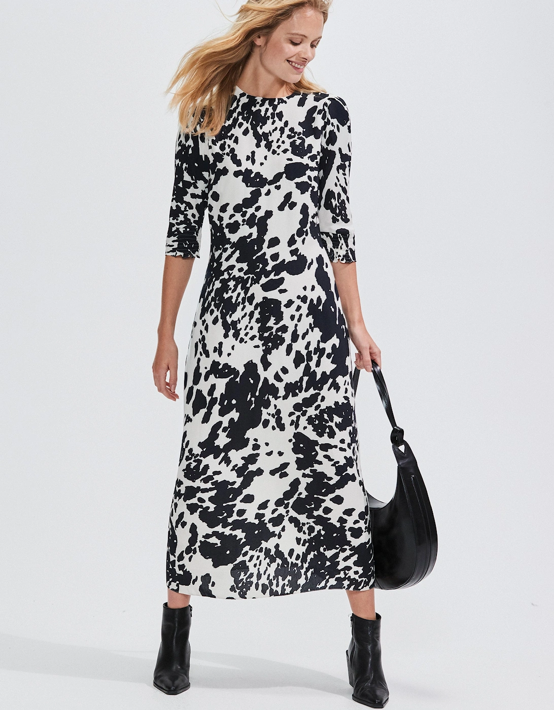 Mono Animal Print Midi Dress