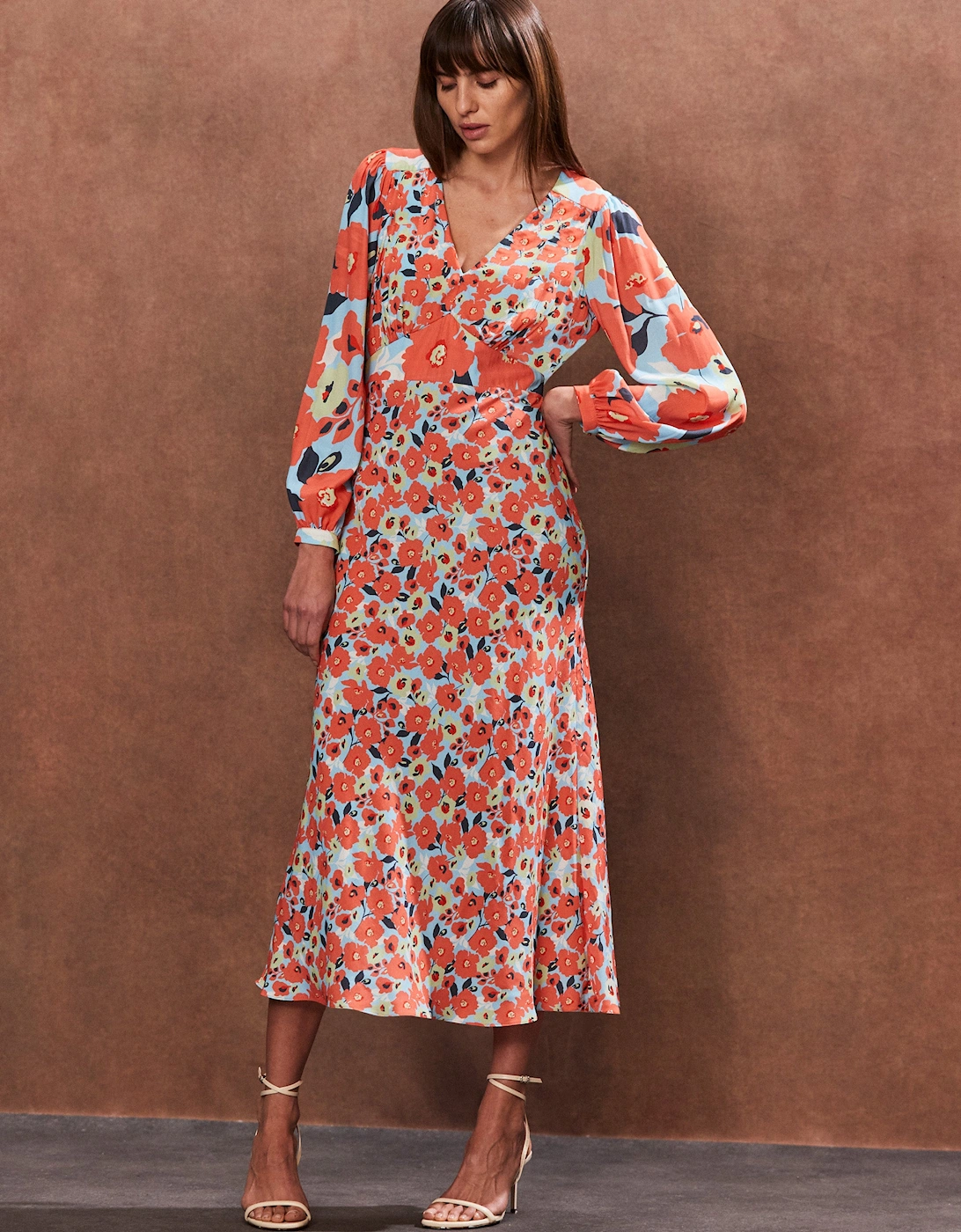 Poppy Print Tie Back Tea Dress