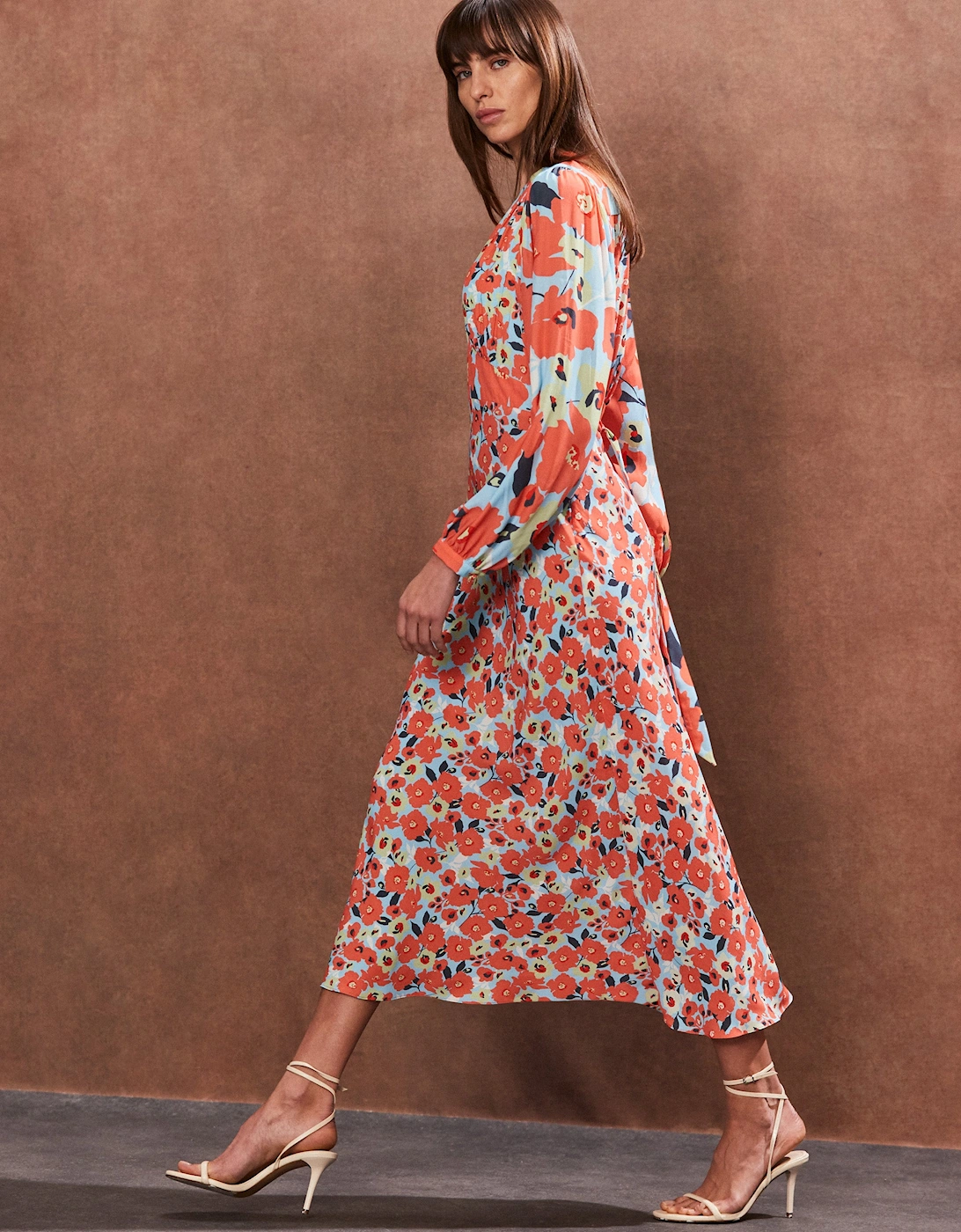 Poppy Print Tie Back Tea Dress