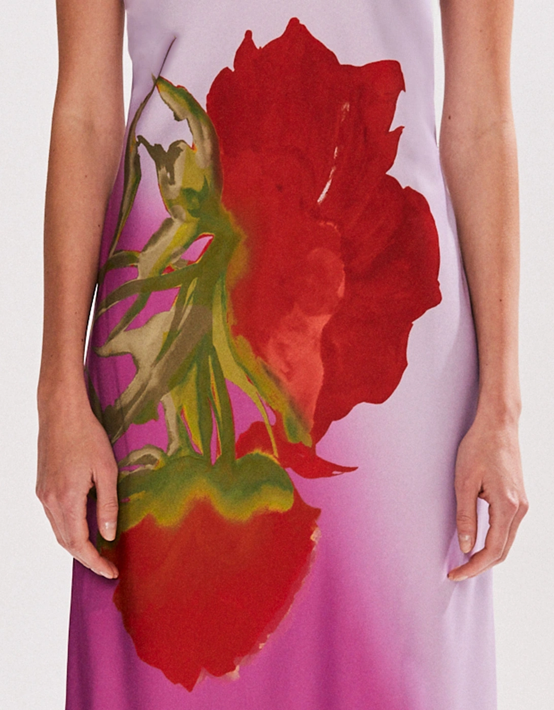 Petite Margot Pink Rose Print Halter Neck Dress
