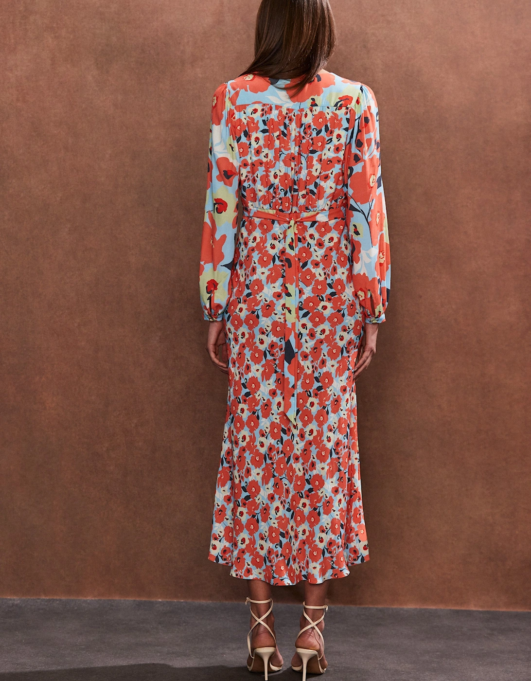 Poppy Print Tie Back Tea Dress