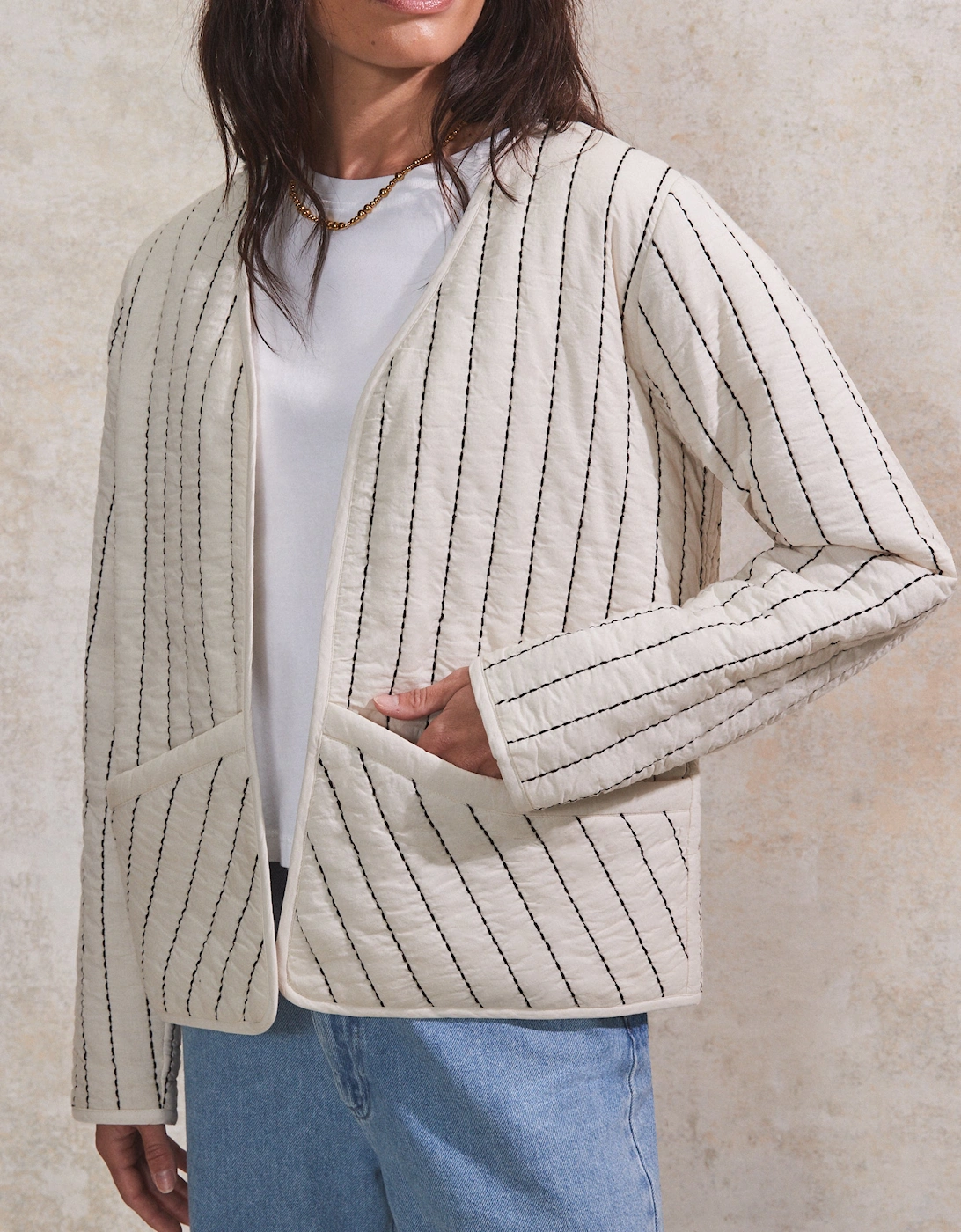 Cream Quilted Jacket
