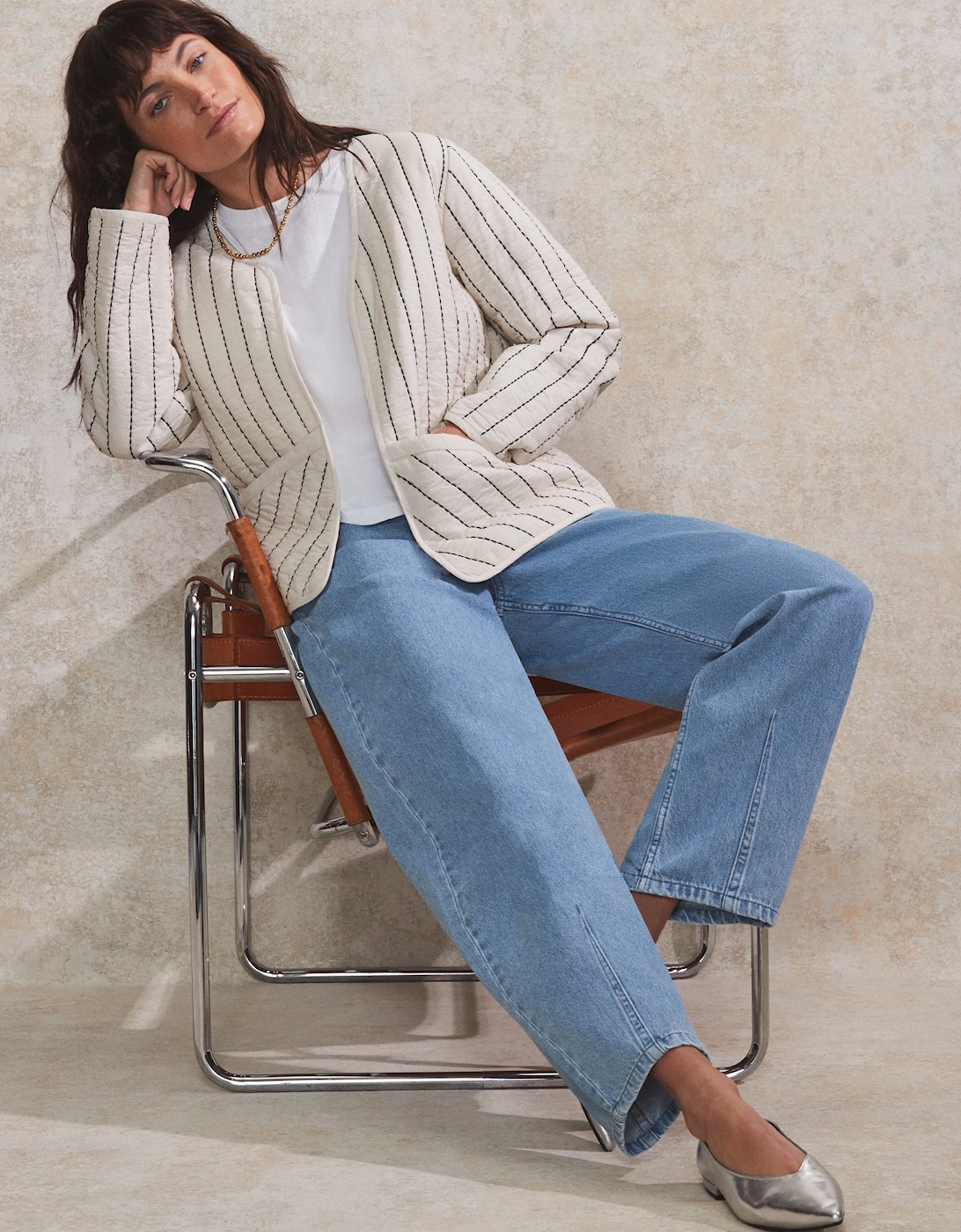 Cream Quilted Jacket