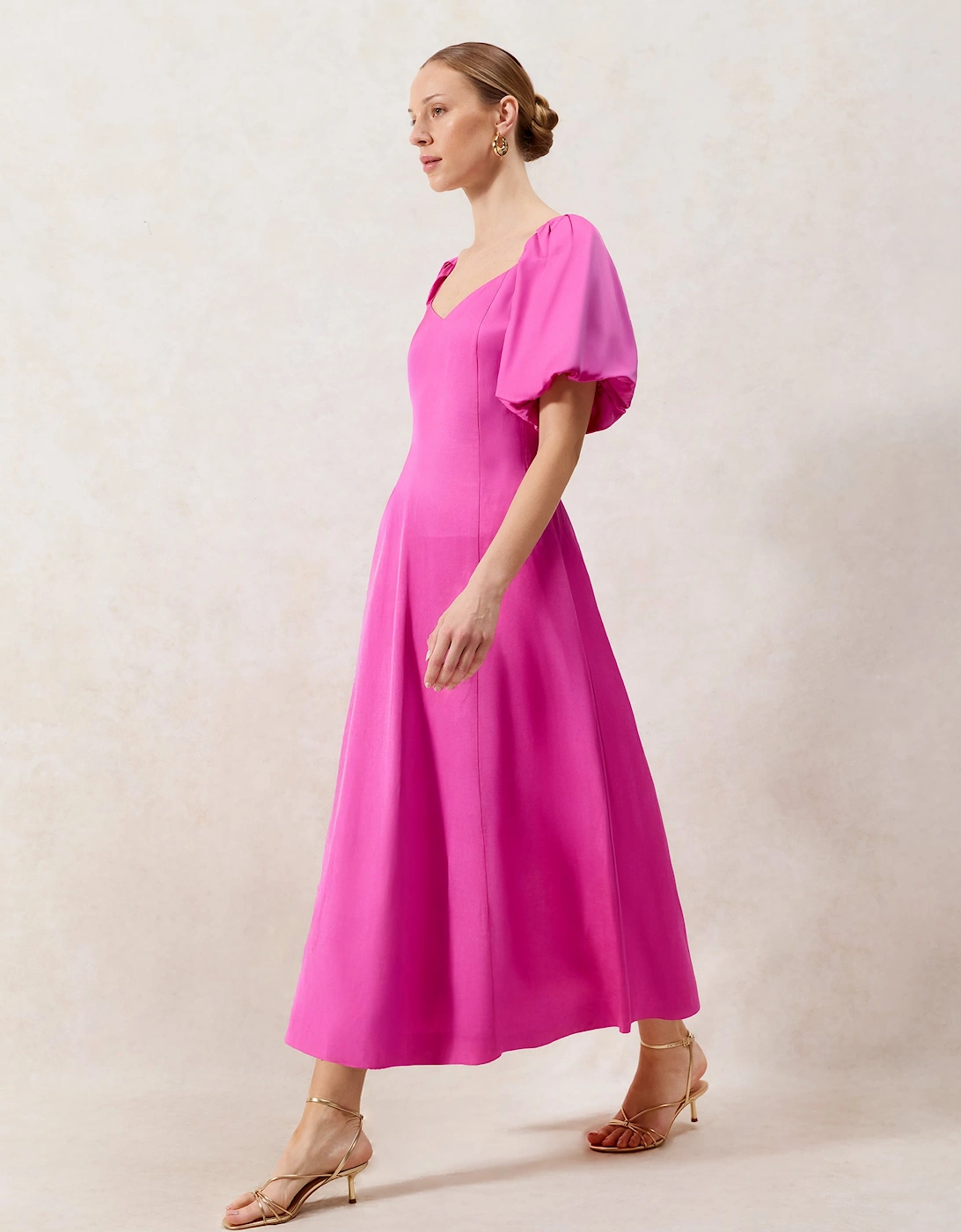 Yasmin Pink Puff Sleeve Dress